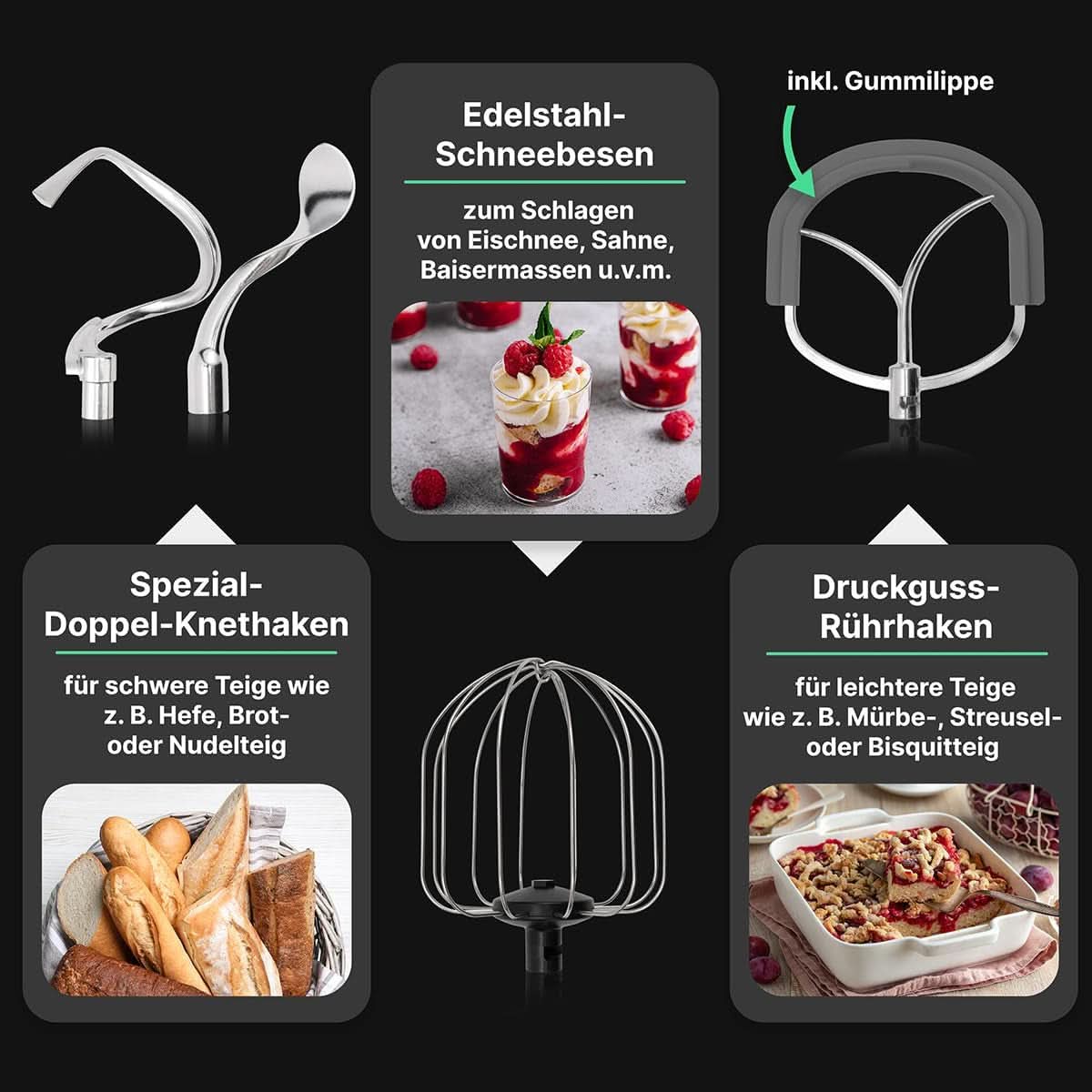 Proficook® Küchenmaschine Mit XXL 12L Schüssel | Knetmaschine Mit 2500W Longlife-Profi-Motor | Metallgetriebe Und Led-Display | Food Processor Für Bis Zu 8,5 Kg Teig |13 Geschwindigkeiten | PC KM 1254 Mama si Copilul Naty Shop