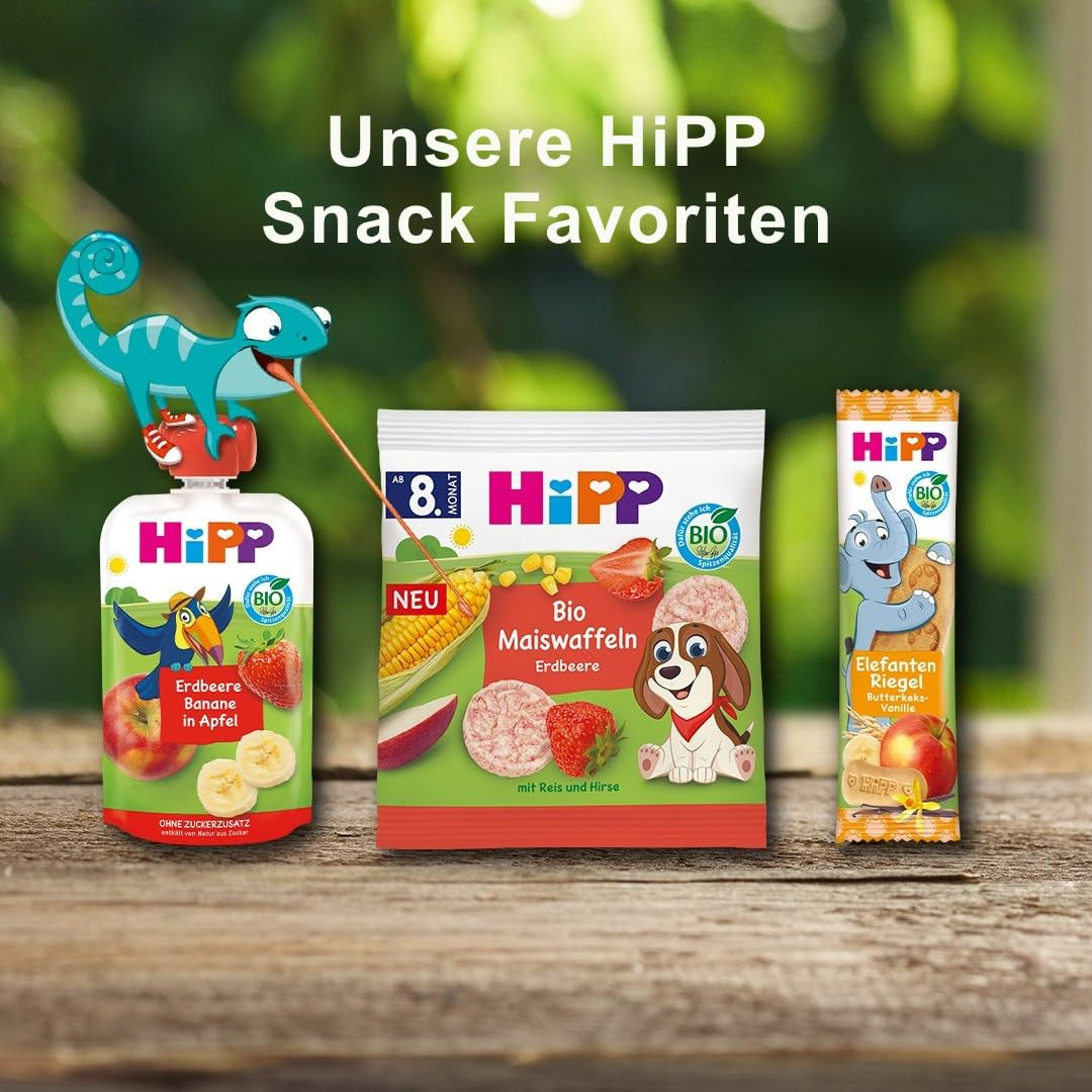 HiPP Bio Quetschie Hafer Smoothie Apfel Banane Erdbeere mit Haferdrink (6 x 120ml), ab 1 Jahr, 100% pflanzlich, ohne Zuckerzusatz, vegan, in bester Bio-Qualität