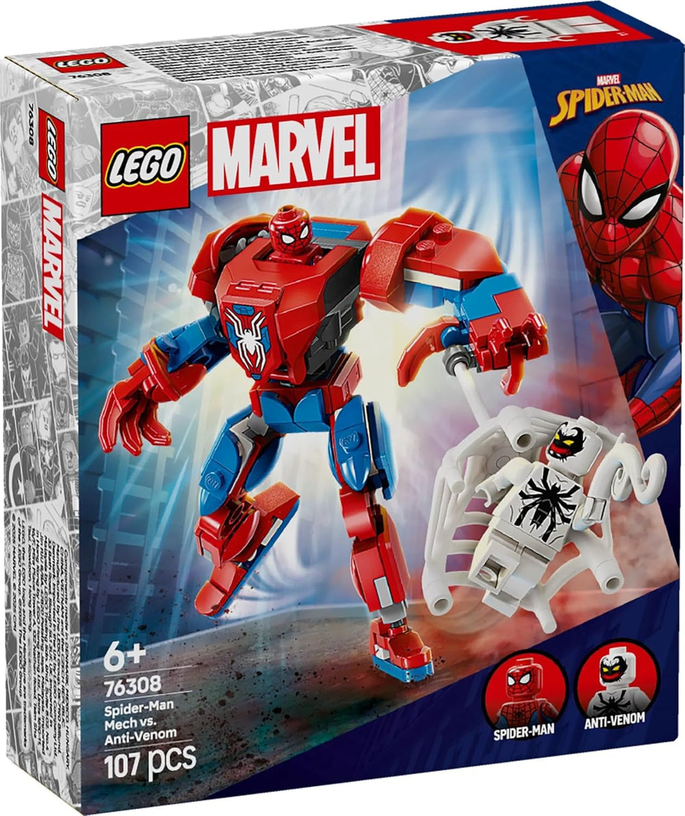 LEGO Marvel Spider-Man Mech Vs. Anti-Venom – Superhelden-Spielzeug mit 2 Minifiguren – Actionfigur mit beweglichen Armen, Beinen und Fingern – Geschenk für Jungen und Mädchen ab 6 Jahren. 76308 Besuche den LEGO-Store Bausets