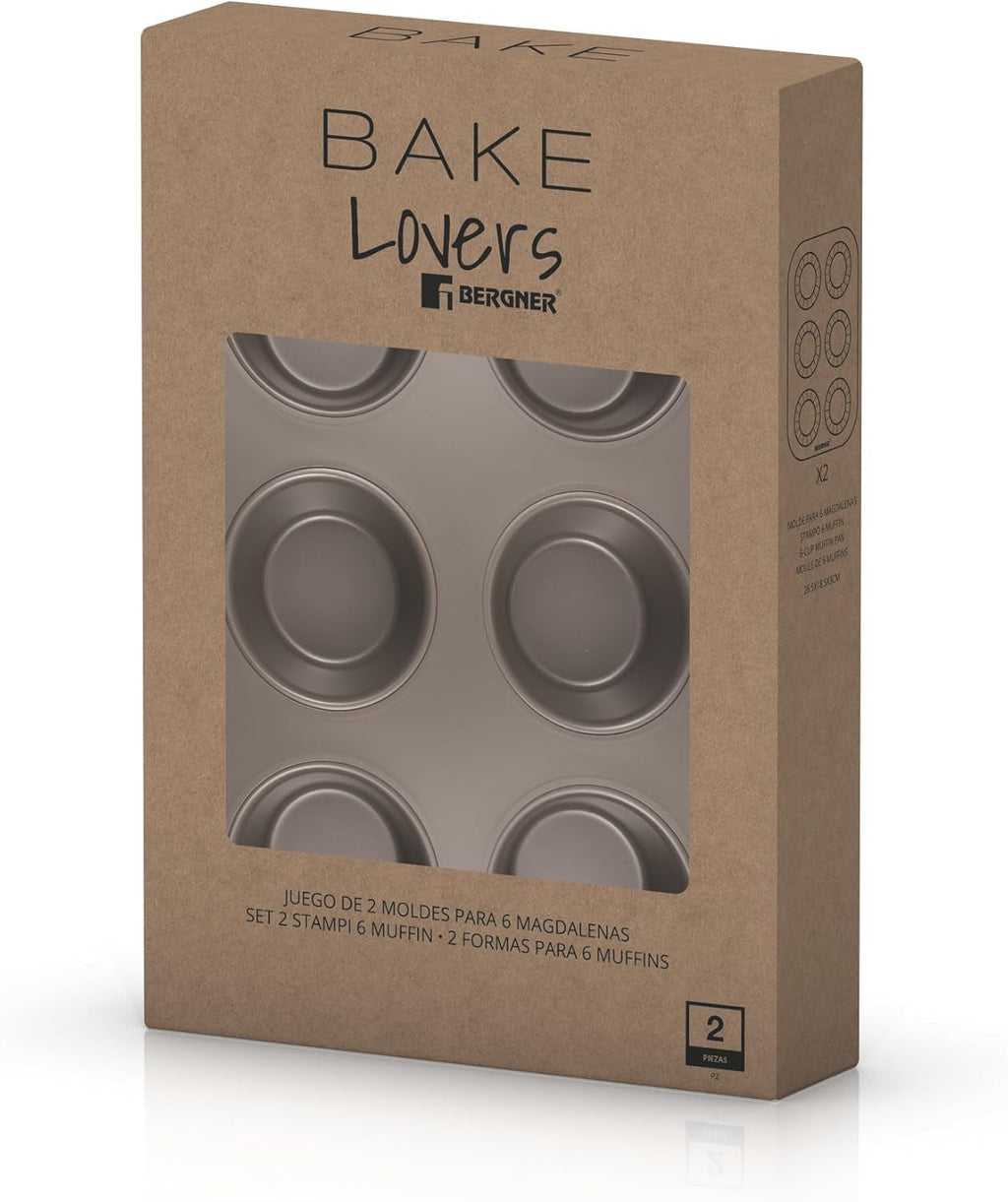 BERGNER BAKING LOVERS - Set Von 2 X 6 Cup Muffinformen - Kohlenstoffstahl Mit Ilag Essential, PFOA Frei, Leicht Zu Reinigen Matrite si tavi pentru copt Naty Shop