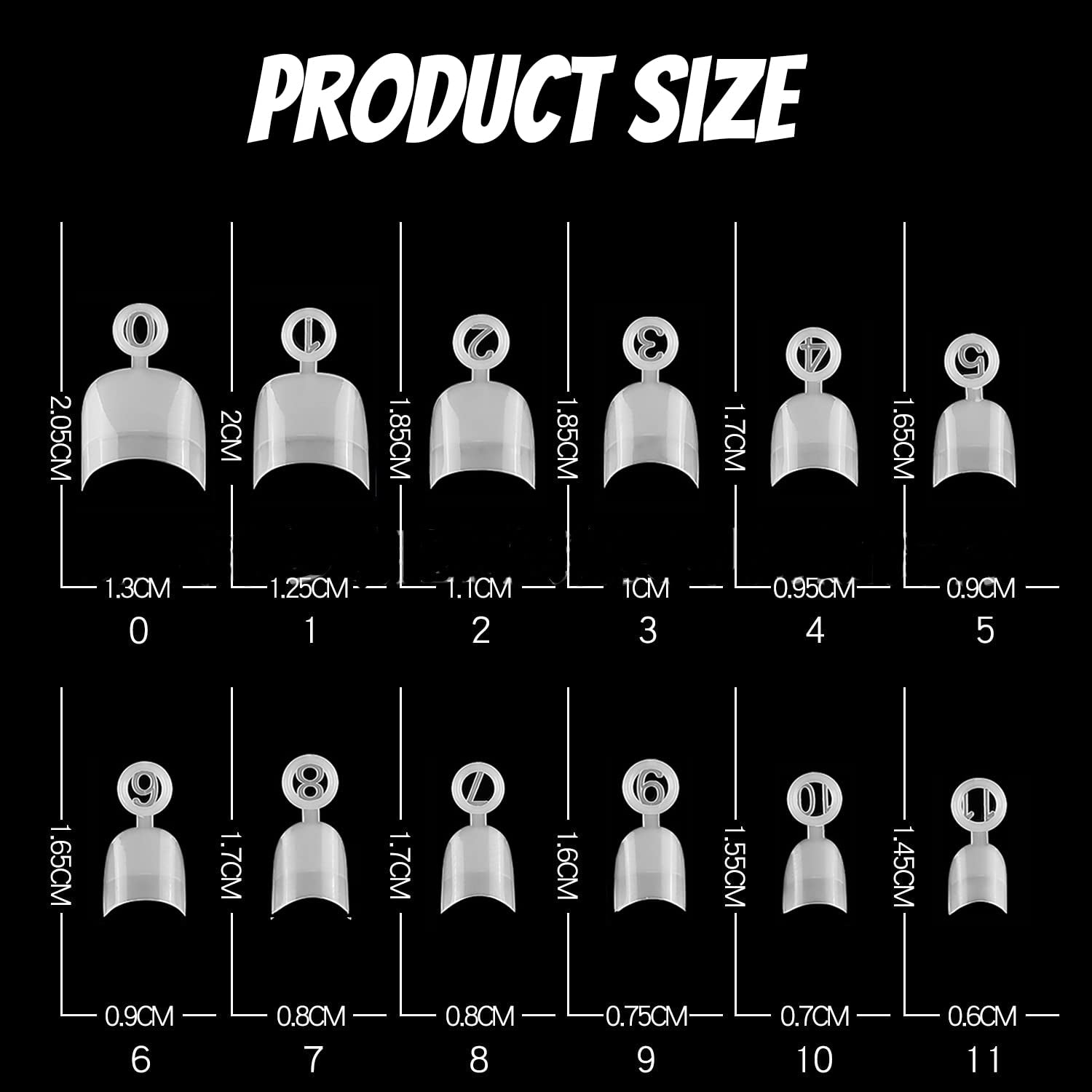 600 de bucăți unghii artificiale scurte ovale, 12 dimensiuni acrilice cu jumătate de acoperire, vârfuri de unghii false, unghii artificiale, pentru manichiură femei salon DIY (natur)