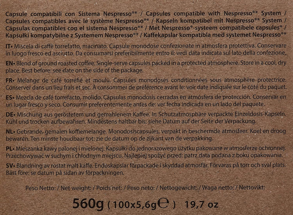 Decaffeinato Coffee Capsules Nespresso Compatible 5.6g x 100 capsules