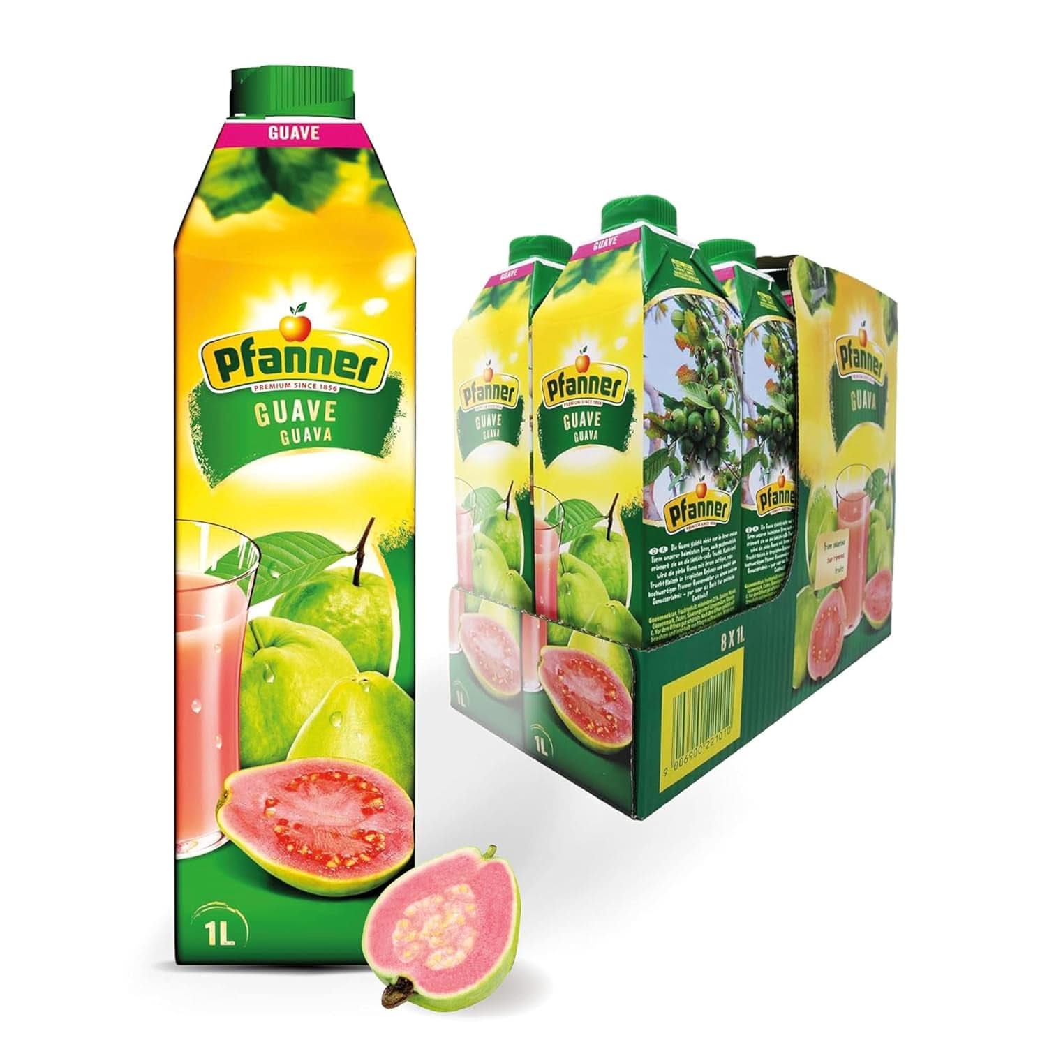 Pfanner Nectar de fructe cu căpșuni (8 X 1 litru) - 30 % conținut de fructe - băutură de căpșuni Naty Shop Guave