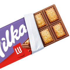 Milka LU – Ciocolată cu lapte alpină cu biscuiți LU crocanți – 87g