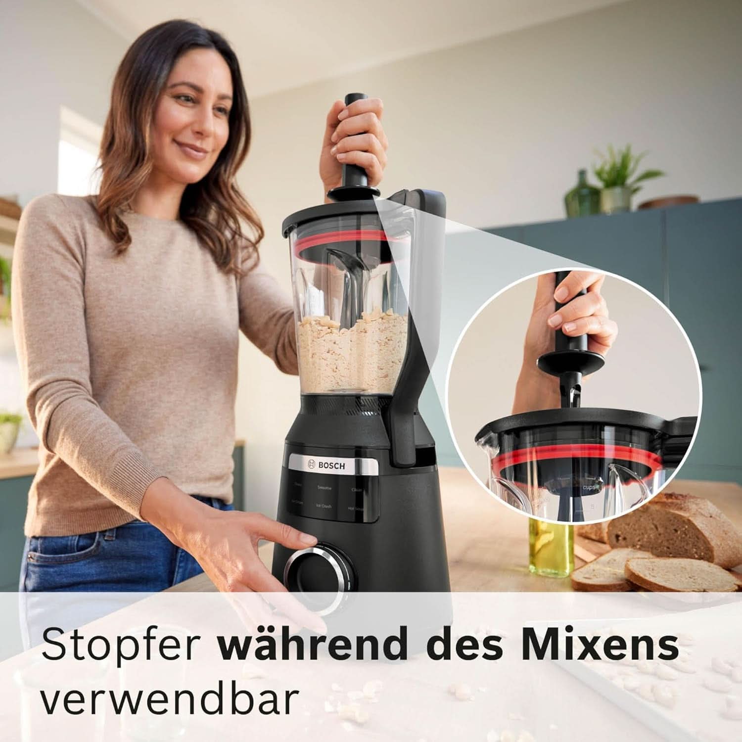 Highspeed-Standmixer Vitapower Serie 6 MMBD665B1, 45.000 U/Min, 6 Programme Inkl Heiße Suppe & Reinigung, 2 L Mixbehälter, Stopfer, Spülmaschinenfeste Teile, Made in Europe, 1800W, Schwarz Kitchen Naty Shop
