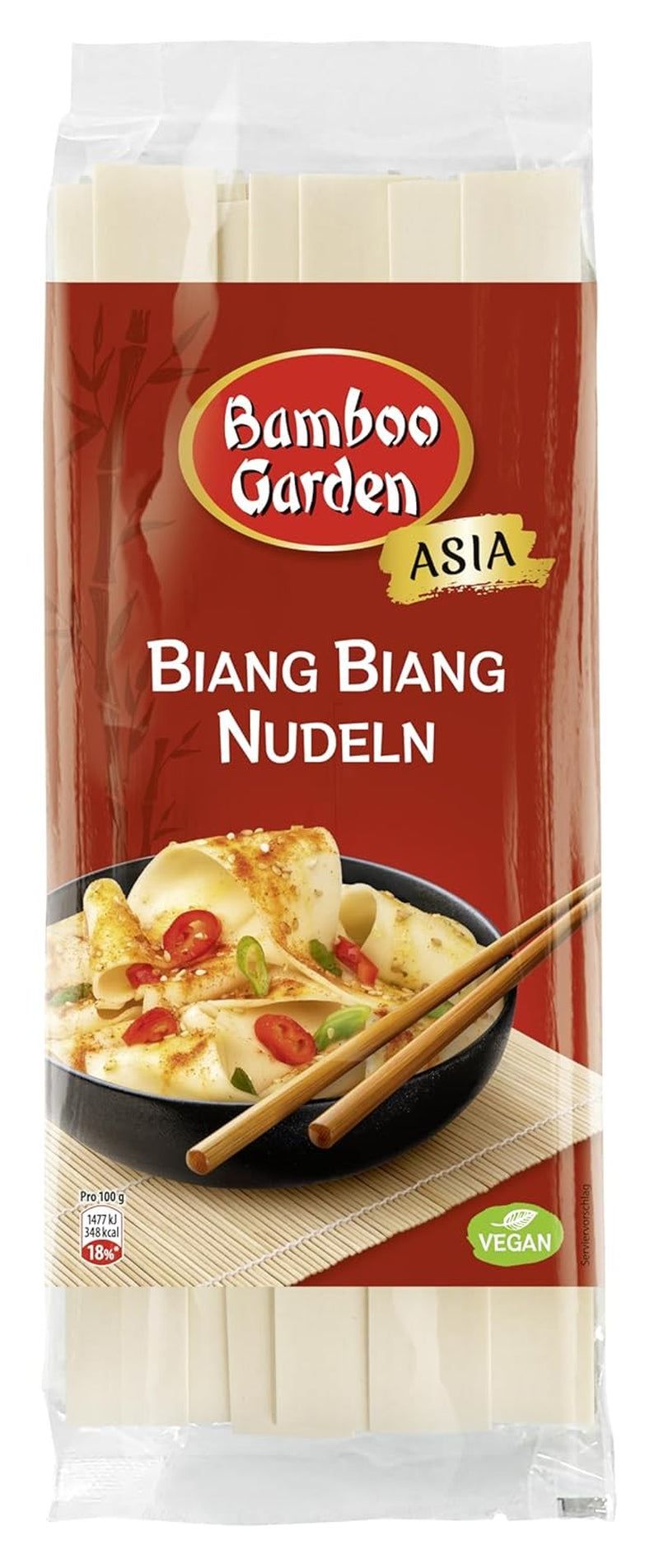 Bamboo Garden - Tăiței Biang Biang | Tăiței chinezești extra-lați | Ideali pentru sosuri picante | Rapid de preparat | Pungă de 300g