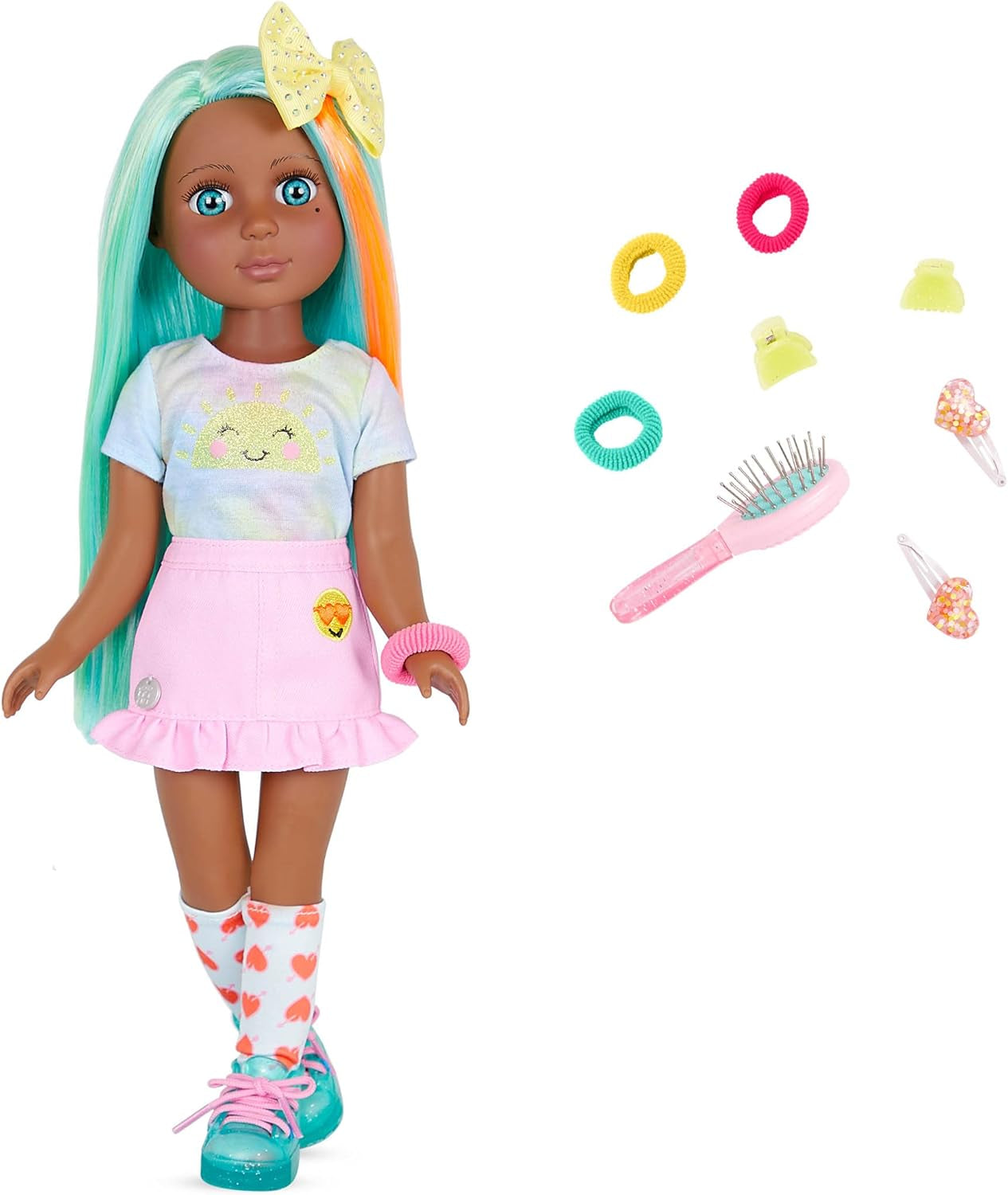 Glitter Girls - Luma - 36 cm Bewegliche Modepuppe - Lila Haare & einzigartige lila Augen - Haarverlängerung, Schleife, Clips & buntes Outfit - 36 cm Puppen & Zubehör - 3 Jahre +