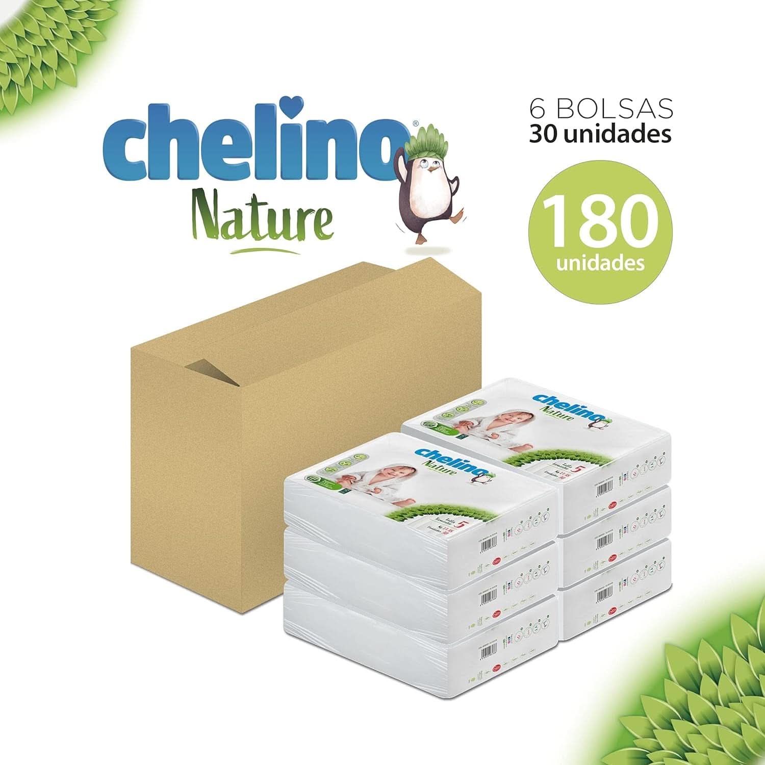 Chelino Natura Windeln für Kinder Größe 5 (13-18 kg), 180 Windeln Mutter und Kind Naty Shop