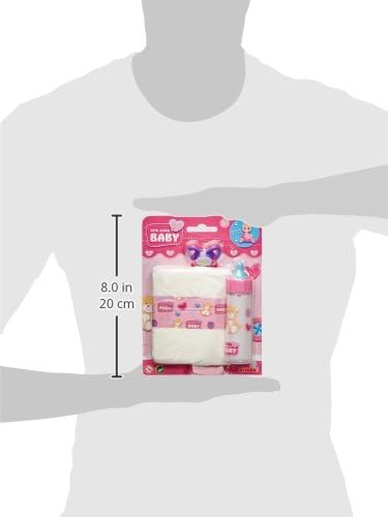 Simba 105562487 - Set de alăptare pentru nou-născuți, suzetă, scutec și biberon cu conținut care dispare, pentru păpuși de 38-43 cm