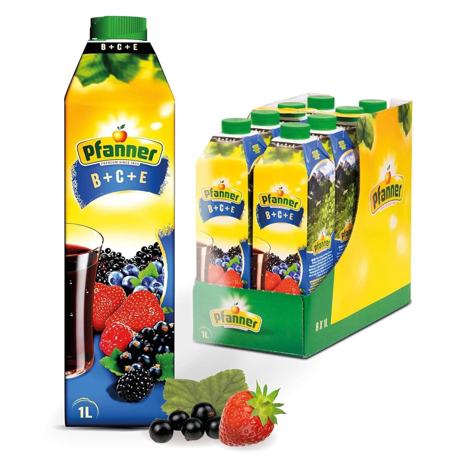 Pfanner Erdbeer-Fruchtnektar (8 x 1 Liter) – 30 % Fruchtanteil – Erdbeergetränk