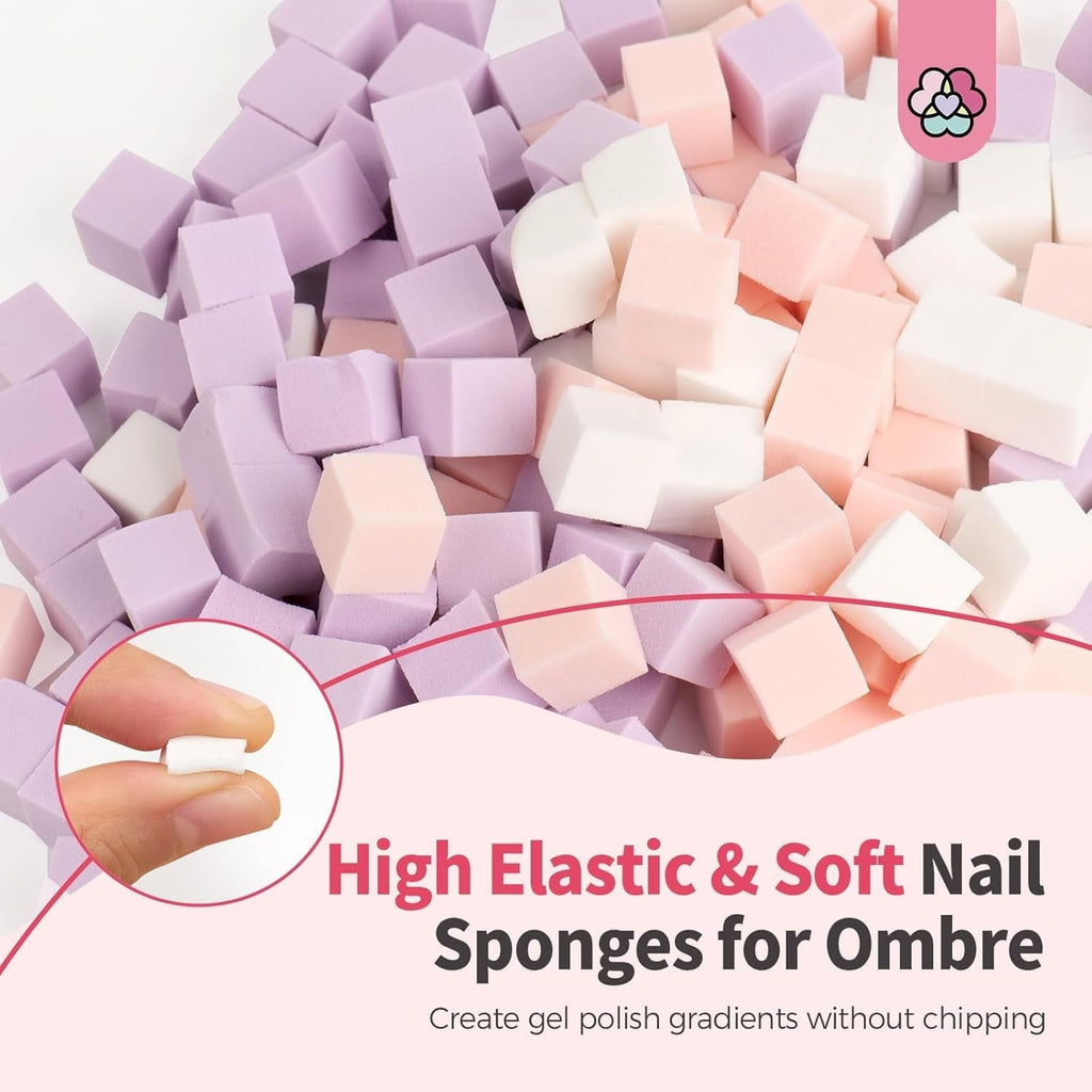125 Nail Art Schwämme Und 4 Krallen Nail Sponge Metallgreifer Für Ombre Und Gradient Nageldesign, Nagelkunst-Schwamm Pinsel, Maniküre Zubehör Für Nägel, Nail Art Schwämme Für Babyboomer Effekte DIY