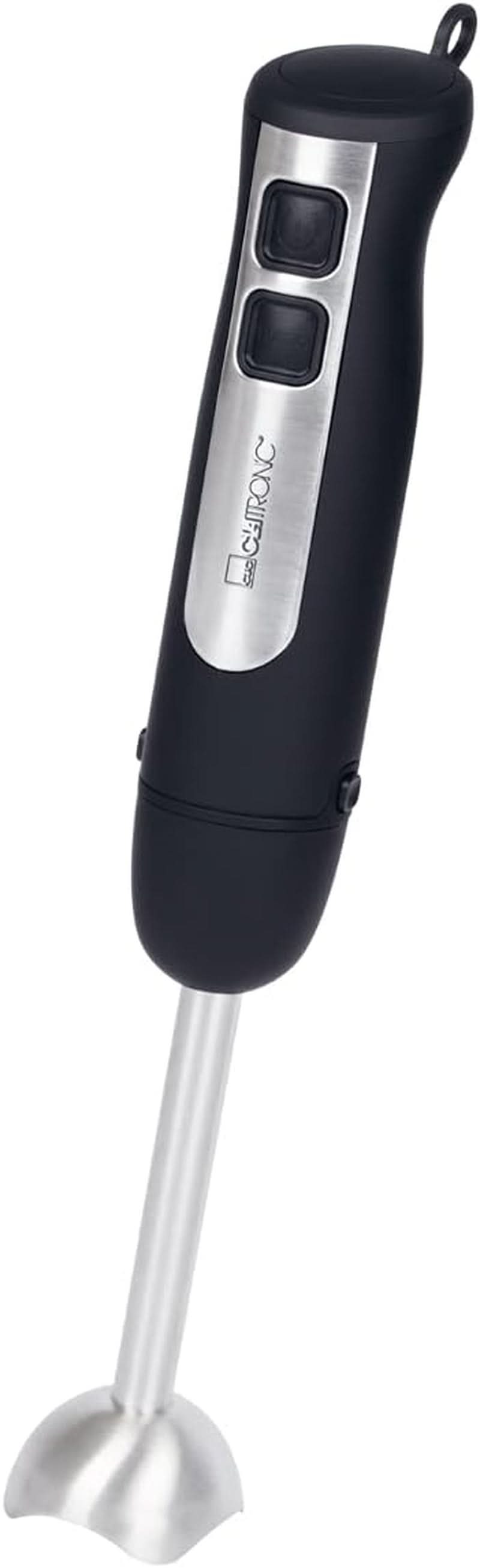 Clatronic Stabmixer SM 3739 Pürierstab, Handmixer, Mixer Für Smoothie, Shakes, 2 Stufen-Schalter, Multizerkleinerer, Edelstahl-Stab Und Messer, Aufhängeöse, 800 Watt Motor, Schwarz-Edelstahl Mutter und Kind Naty Shop