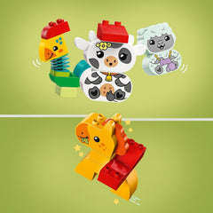 LEGO DUPLO My First Animal Train Set - Educational Toy for Toddlers - incl. Rooster, Horse, Lamb & Cow Farm Animal Figures, Birthday Gift for 1+ Year Old Boys & Girls - 10412