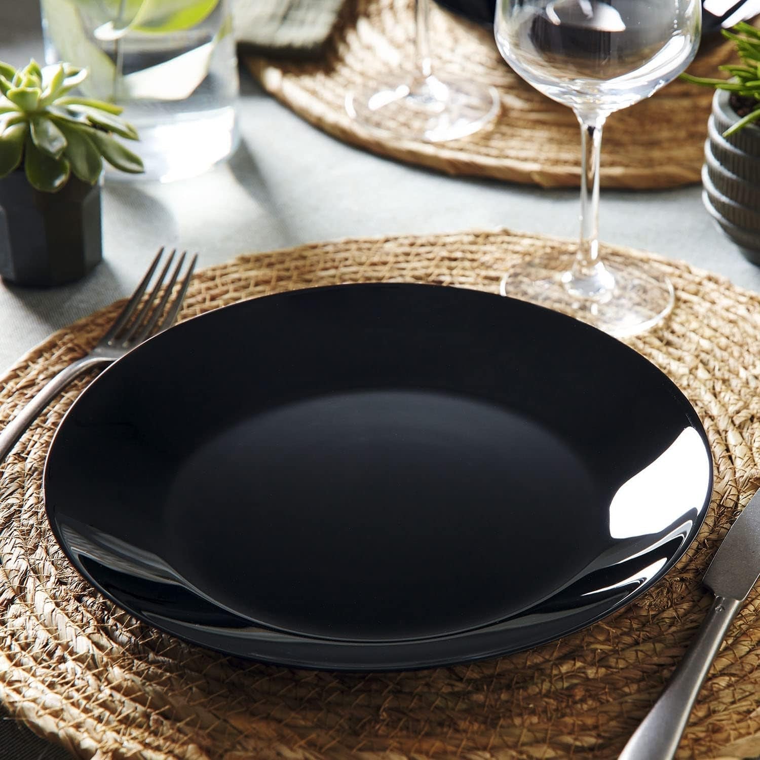 Set de veselă Arcopal Zelie din sticlă neagră, 12 piese, 4 locuri, negru