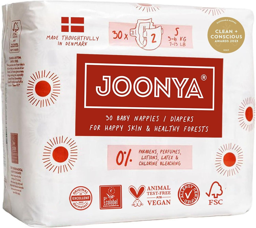Scutece pentru bebeluși, mărimea 3M (4-8 kg) - 1 pungă de 28 - Fără substanțe nocive, ecologice, foarte absorbante, potrivite pentru utilizare nocturnă, ultra-subțiri și moi - Fabricate în Danemarca
