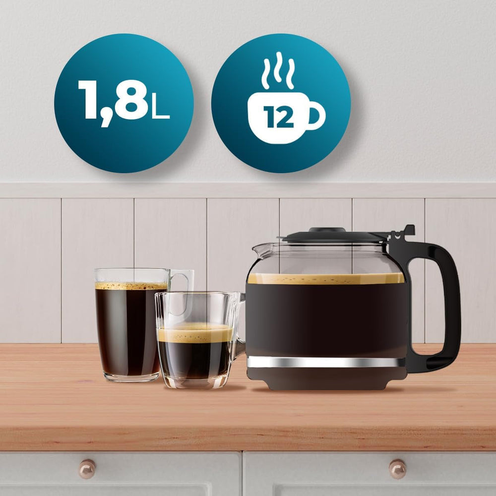 Cafetieră cu picurare Cecotec Coffee 66 Grind & Drop Essential. 1086 W, râșniță cu lame, până la 12 cești, tehnologie Extreme Aroma, digitală, oțel inoxidabil, cu oprire automată.