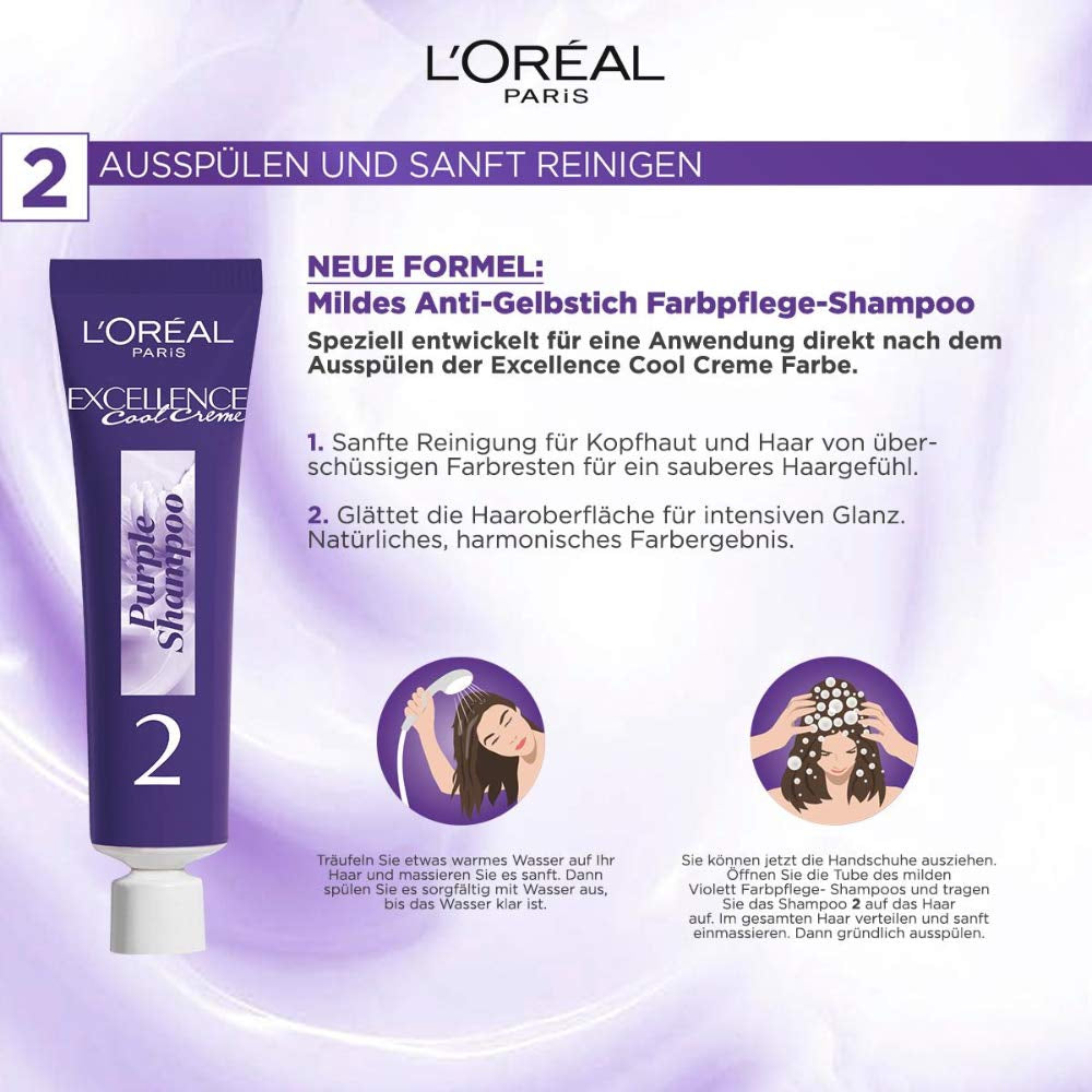 L'Oréal Paris Vopsea de păr permanentă cu rezultat de culoare ultra rece, acoperire 100% a părului gri, set cu colorare, șampon și cremă de îngrijire, Excellence Cool Creme, Nr. 7.11 Ultra rece blond mediu (Blond) Vopsea pentru par Naty Shop