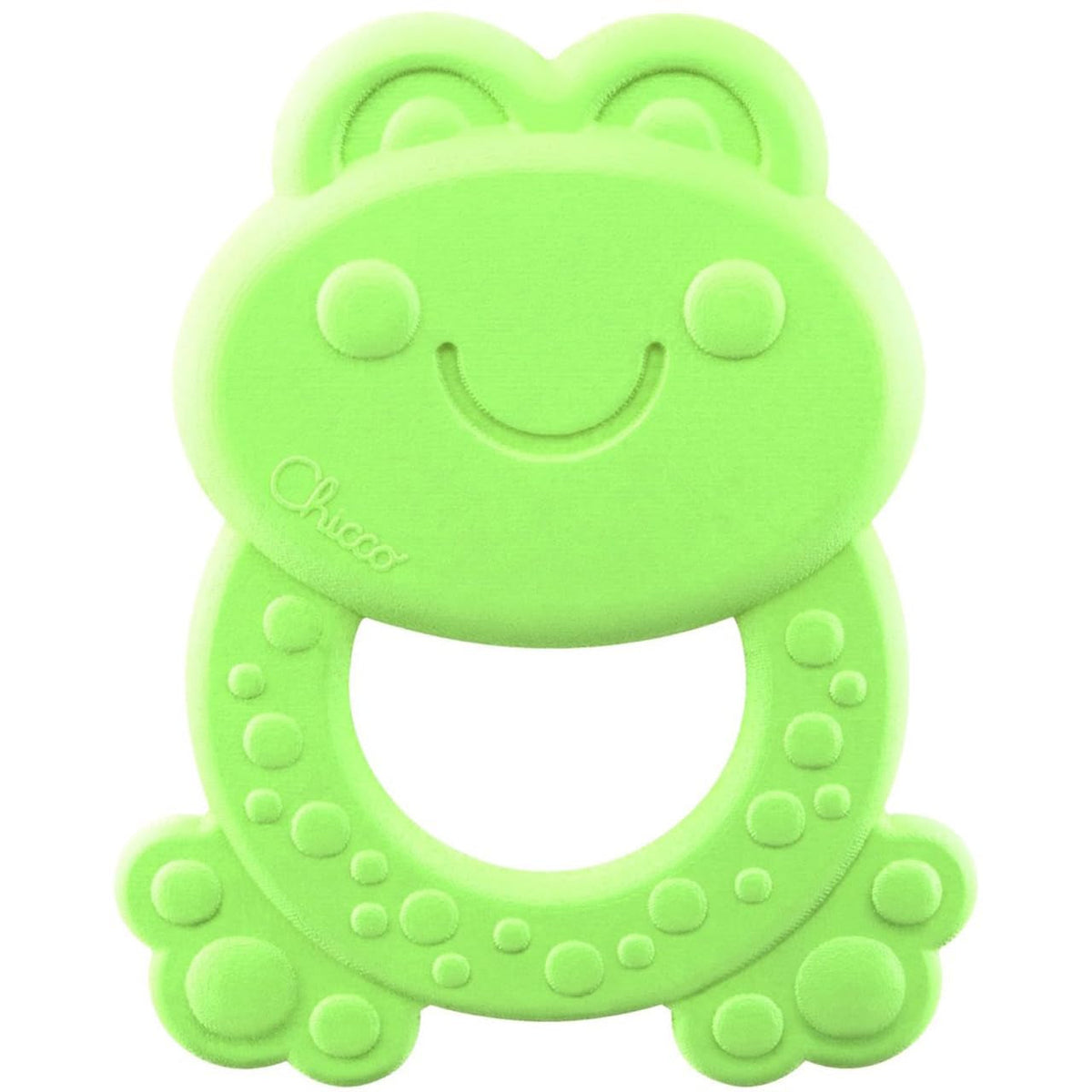 Inel de dentiție Chicco ECO+ Broască, Inel de dentiție pentru nou-născuți cu țepi, Fabricat din bioplastic moale, Jucărie de dentiție pentru nou-născuți și copii de la 3 la 18 luni