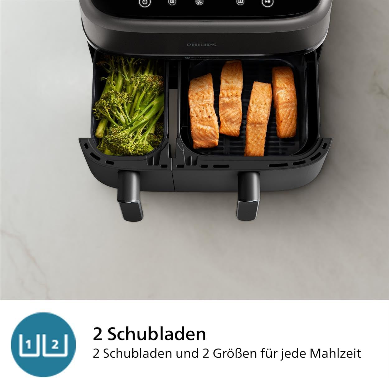 Philips Airfryer Dual Basket 3000-Serie, 9 l, 2 Körbe, 2 Gerichte gleichzeitig fertig, Rapidair-Technologie plus Heißluftgeräte Naty Shop