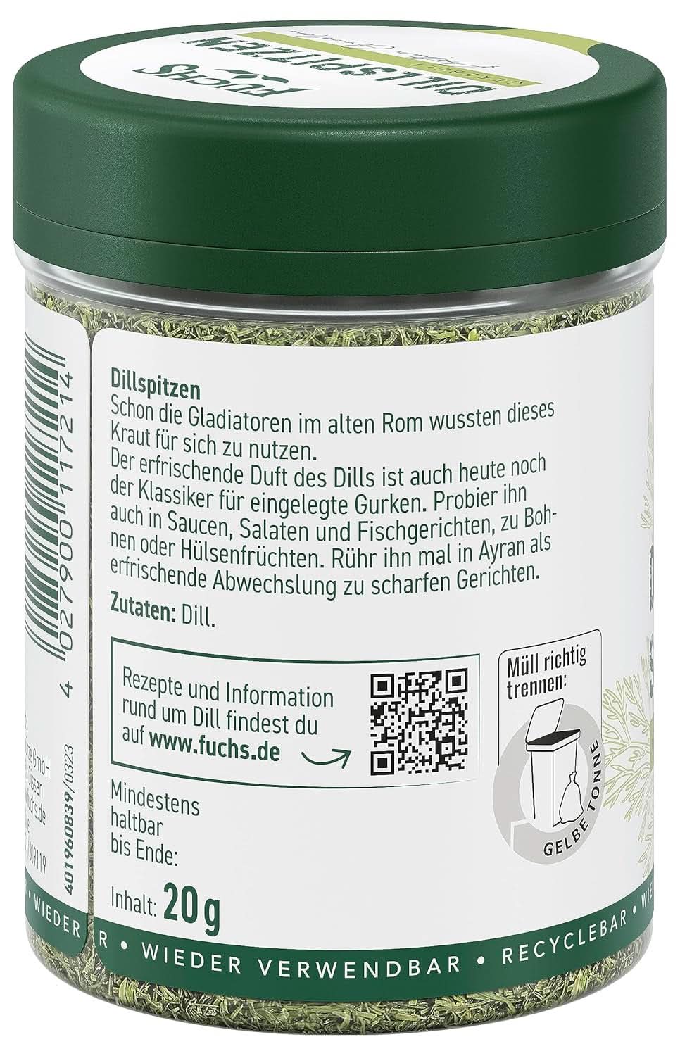 Fuchs gehackter Dill, 20 Gramm Condimente Naty Shop