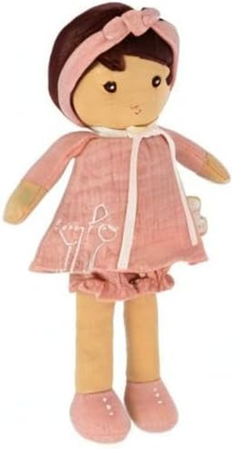 KALOO - Tendresse – Meine 1. Puppe aus Amandin-Stoff – Stoffpuppe 25 cm – Rosa aus Chiffon – Matte Haut – schöne Geschenkbox und Band personalisierbar – ab der Geburt K200004