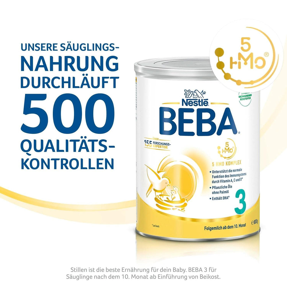 Nestle BEBA 2 Folgemilchpulver nach 6 Monaten, mit Komplex 5 HMO, nur Laktose, ohne Palmöl, 3er Pack (3 X 800G) Mutter und Kind Naty Shop