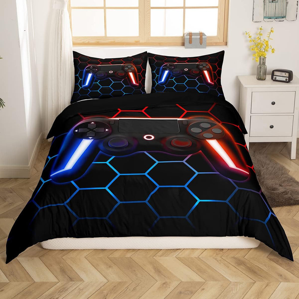Gamer Bettwäsche Sets Für Jungen 155X220,Gaming Bettbezug Kinder Teens Männer Videospiel Zimmer Dekor Reversible Gaming Tröster Abdeckung Grün Retro Game Controller Bettbezug Weicher Luxus 2 Stücke