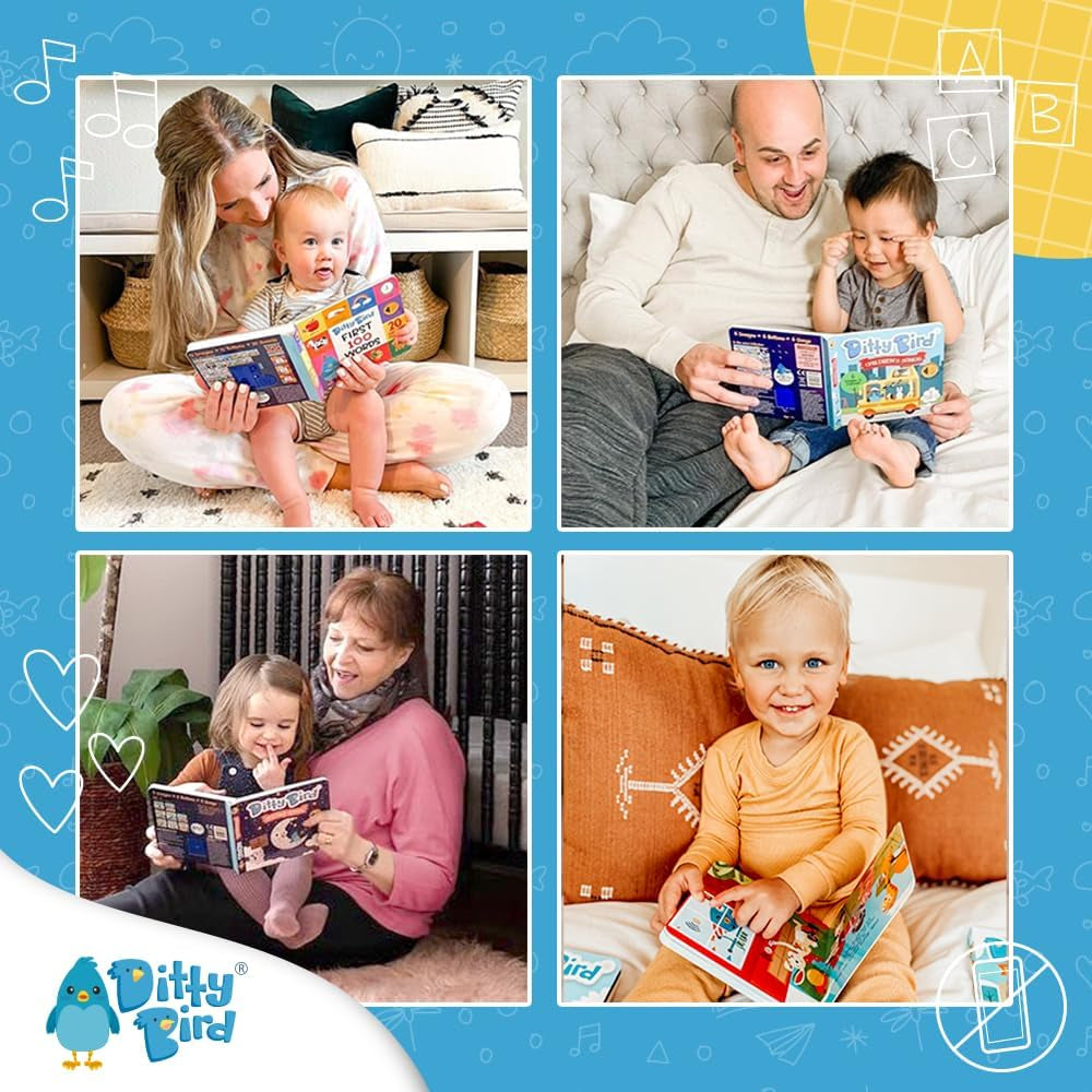 DITTY BIRD Baby Bedtime Songs - Jucărie pentru copii cu 6 butoane sonore pentru învățarea limbii engleze. Cântec de leagăn interactiv perfect pentru copiii bilingvi de la vârsta de 1 an. Jucarii Bebe Naty Shop