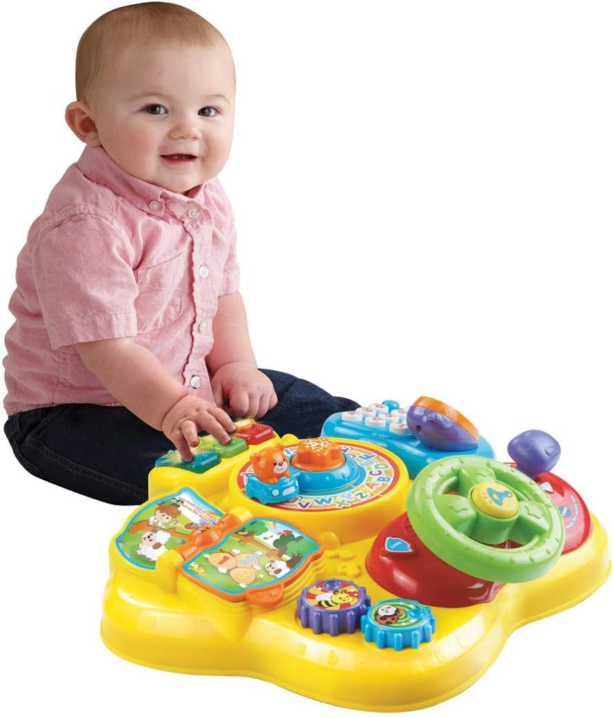 Vtech Baby Adventure Play Table - Masă de joacă colorată pentru bebeluși cu 6 terenuri de joc și elemente interactive - Învață culorile, numerele, animalele, muzica și formele prin joacă - Pentru copii cu vârsta cuprinsă între 12-36 luni Jucarii Bebe Naty Shop