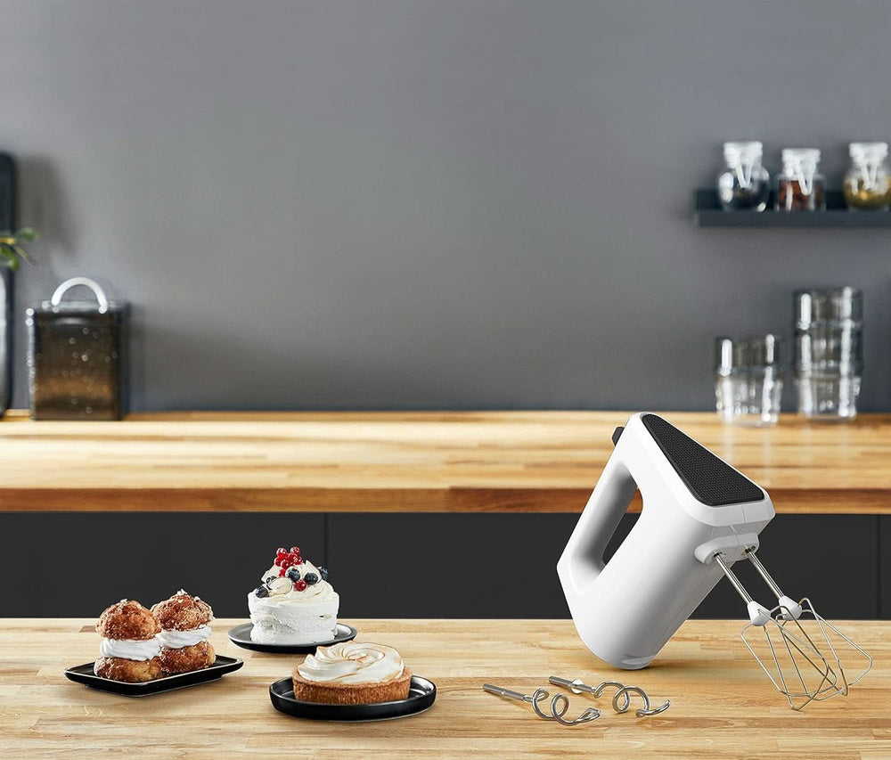 Krups GN4001 3 Mix 4000 Handmixer | 450 Watt | Robustes Design | Variabler Geschwindigkeitsregler | Turbo- und Auswurf-Funktion | inkl. 2 Rührbesen und 2 Knethaken | Weiß/Grau Kitchen Naty Shop