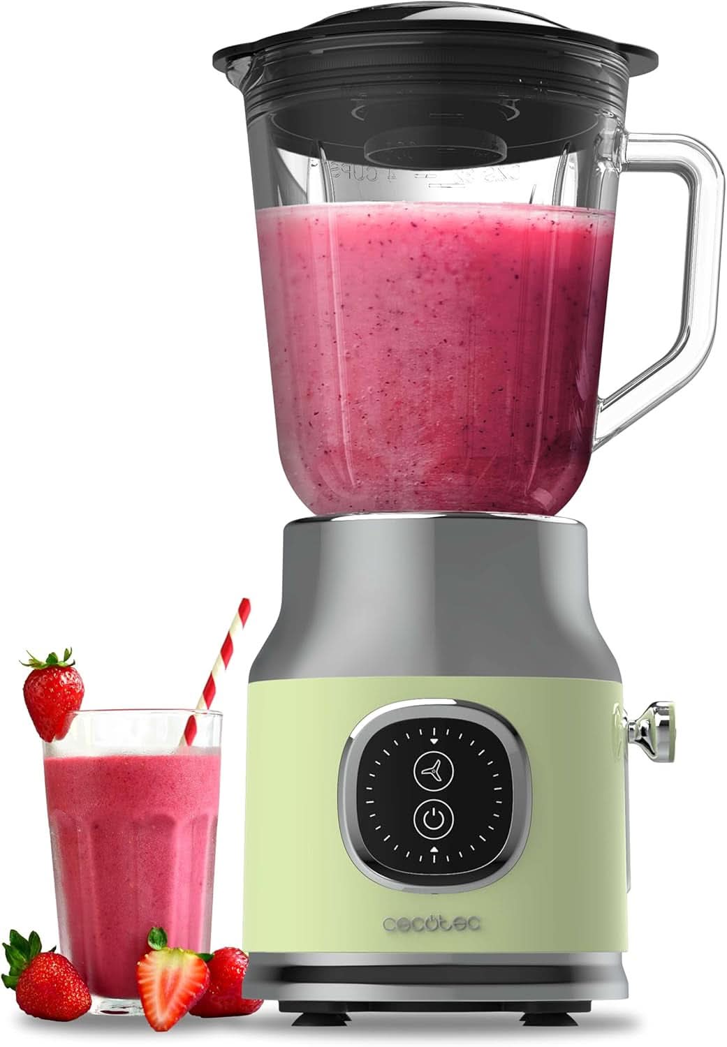 Cecotec Standmixer Retro Retrotwist Grün. 800W Maximale Leistung, Pulse-Funktion, 4-Klingen-Messer Mit Schwarzer Titanbeschichtung Und 1L Krug, Vintage-Design in Grün Kitchen Naty Shop