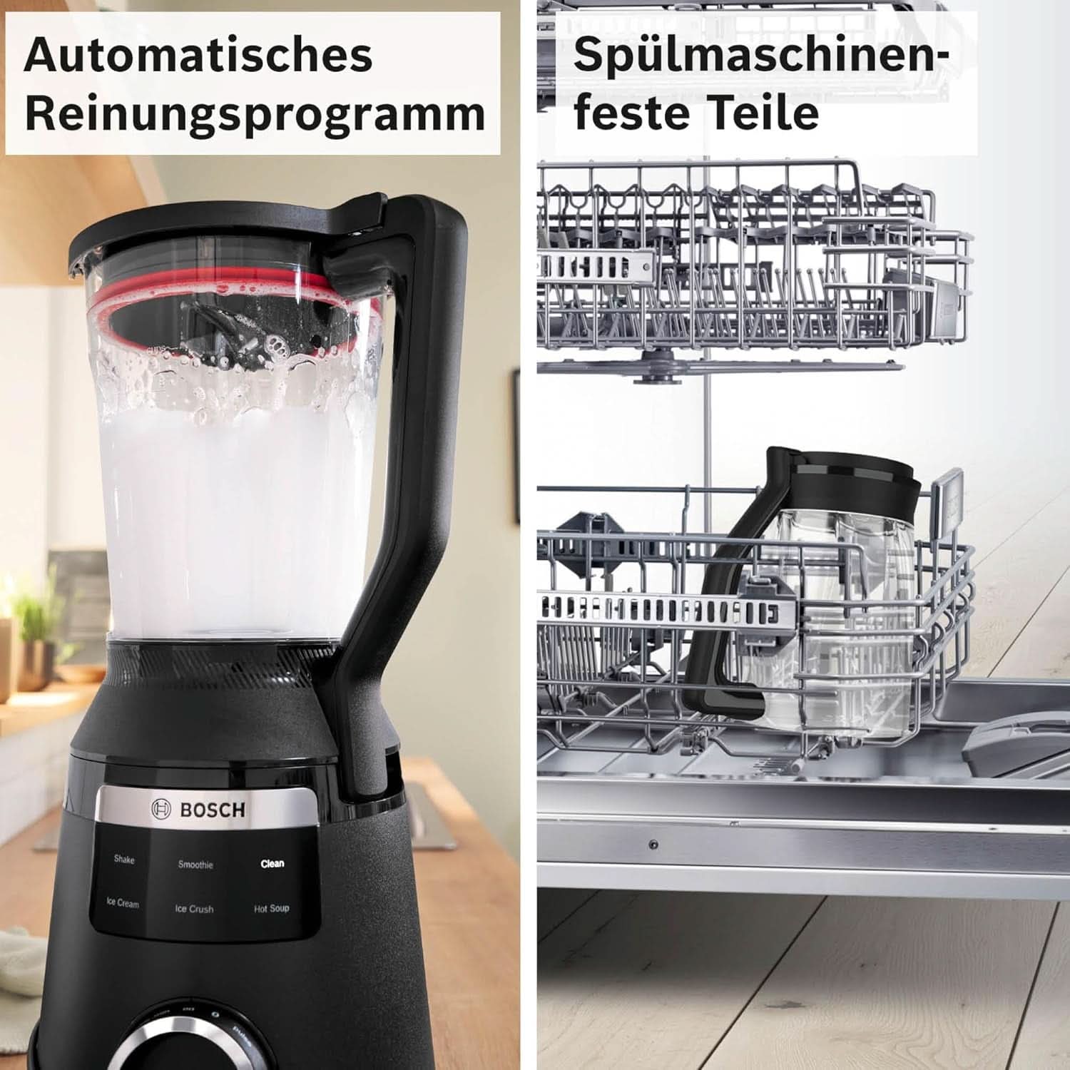 Highspeed-Standmixer Vitapower Serie 6 MMBD665B1, 45.000 U/Min, 6 Programme Inkl Heiße Suppe & Reinigung, 2 L Mixbehälter, Stopfer, Spülmaschinenfeste Teile, Made in Europe, 1800W, Schwarz Kitchen Naty Shop