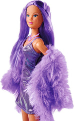 Simba Steffi Love Fluffy, Puppe im Gürtelkleid mit Felljacke und tollem Modezubehör, 29cm Spielpuppe, ab 3 Jahren