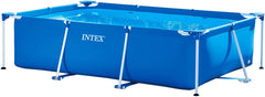 Rectangular Frame Pool - Aufstellpool, Blau - 220 x 150 x 60 cm & Oberflächenskimmer - Deluxe Oberflächenskimmer zur Wandmontage - Hängeskimmer, Grau