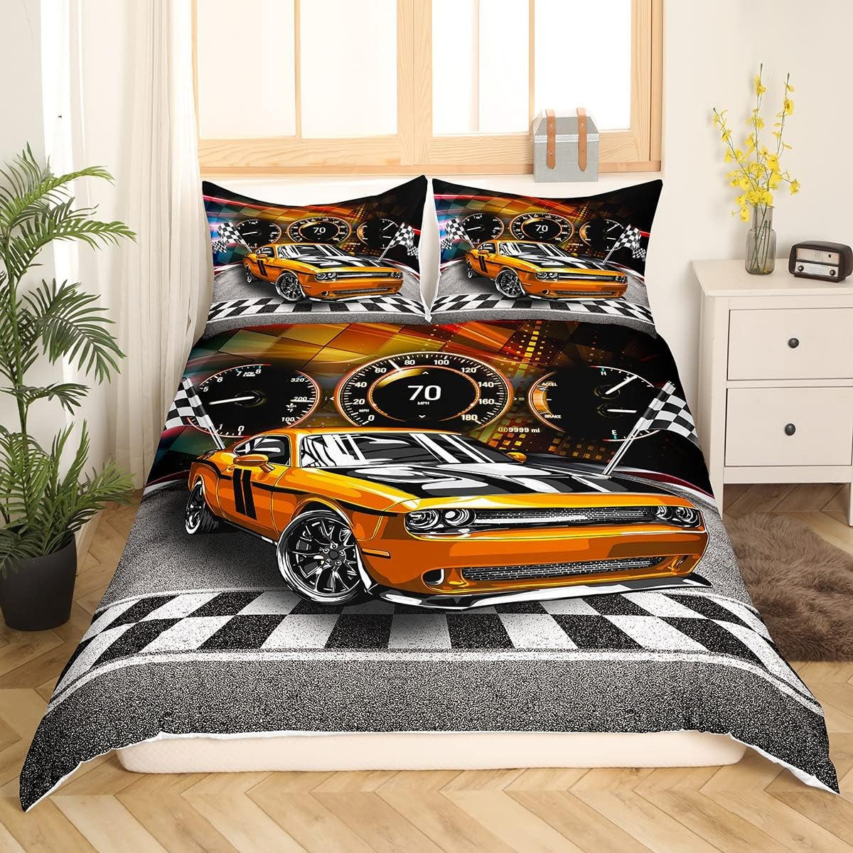 Jungen Cartoon Auto Bettwäsche Set 135X200,Kinder Bau Fahrzeuge Tröster Abdeckung Für Kind Kleinkind Teens,Dinosaurier Bettbezug,Traktor Maschinerie Bagger Bettdecke Abdeckung,Lkw Autos Bettwäsche Naty Shop Multi 9 135*200+80*80*1