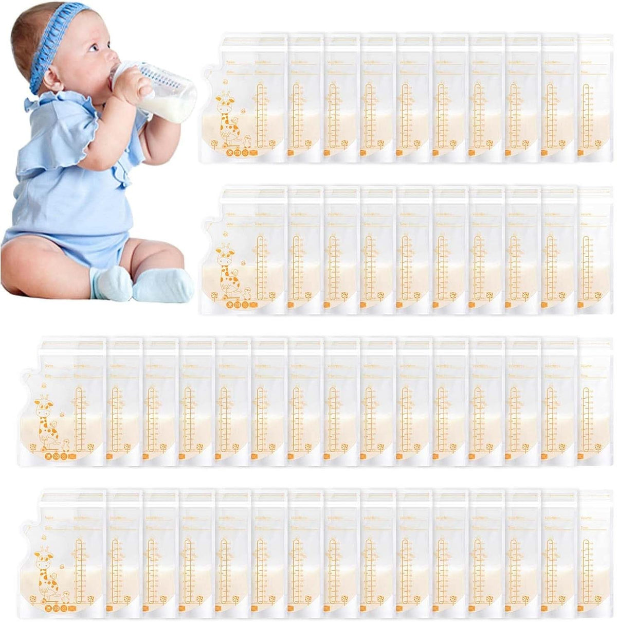 Vinabo 50 Stück Muttermilchbeutel, 250Ml Bpa-Free Muttermilk Storage Bag, Milchbeutel Für Muttermilch Mit Ausgießer Für Das Stillen, Selbststehender, Kann Eingefroren Werden, Vorsterilisiert Accessories Food and Breastfeeding Baby Naty Shop