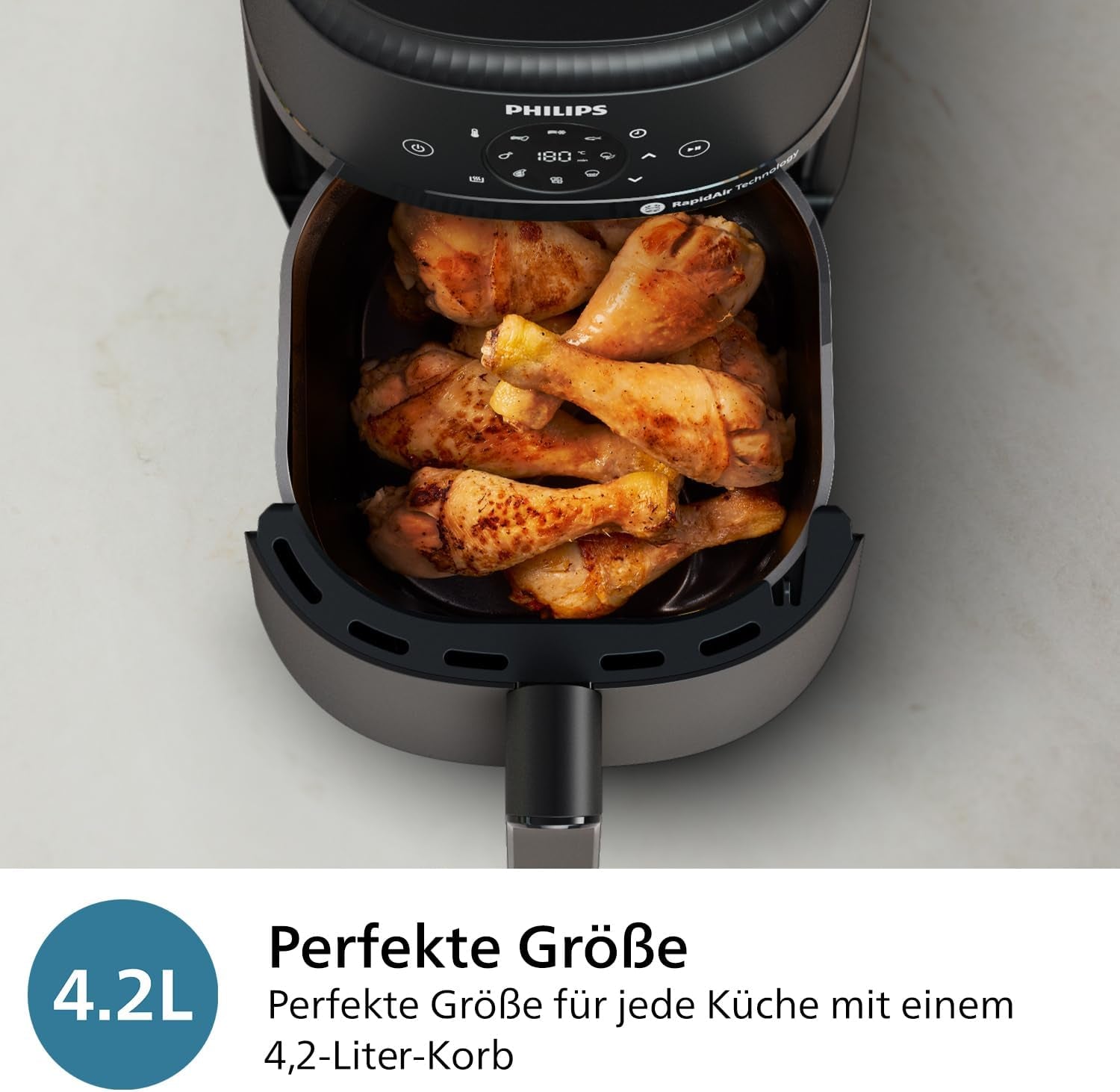 Philips Airfryer 2000-Serie 4,2 l – digitaler Touchscreen, 13 Kochoptionen, 9 voreingestellte Funktionen, bis zu 90 % weniger Fett mit Rapidair-Technologie, Leistung 1500 W. Haushaltsgeräte Naty Shop