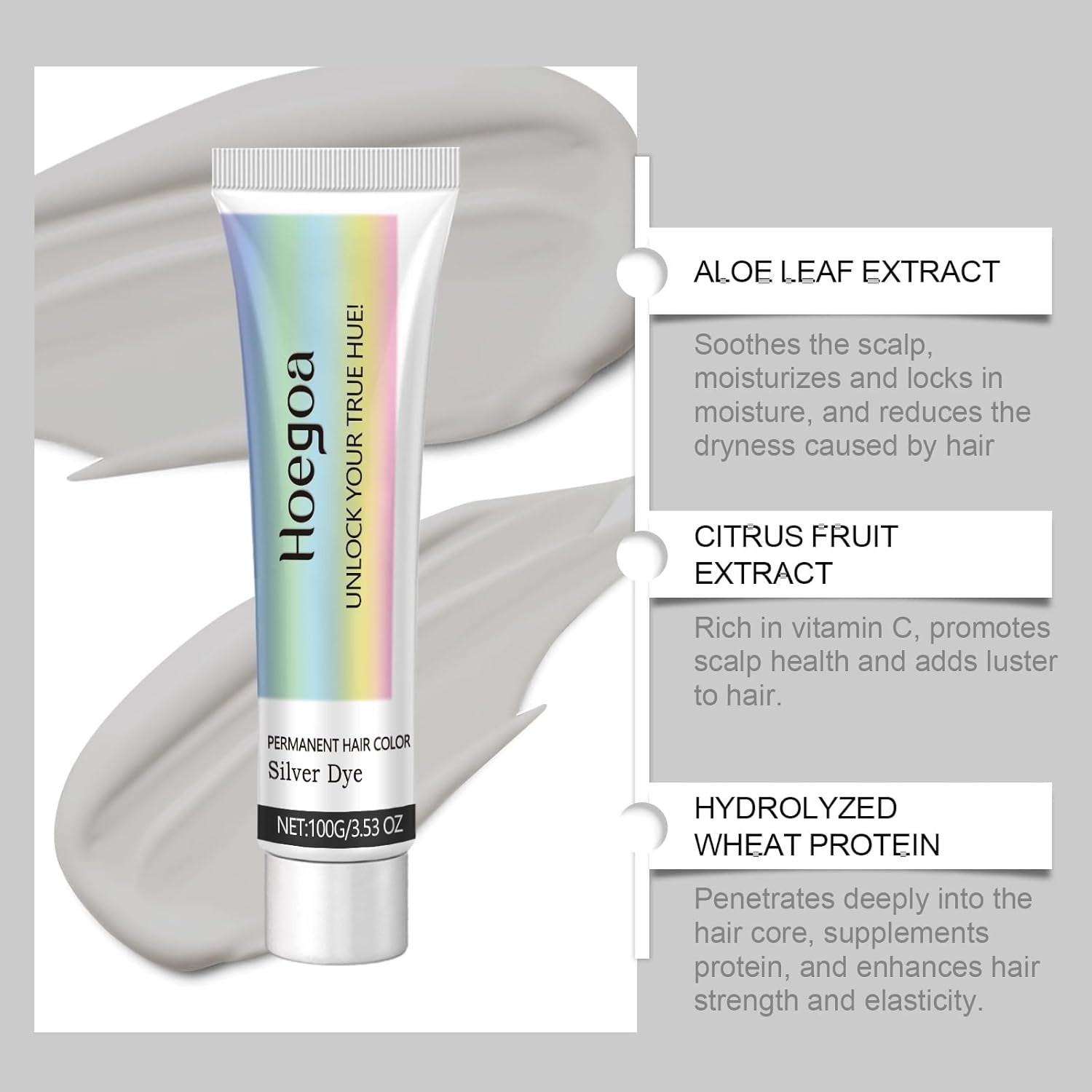 Vopsea de păr argintie 2-in-1 cu extract de esență naturală, vopsea de păr argintie Detroit Rain, vopsea de păr argintie metalică, vopsea de păr argintie pentru păr închis, vopsea de păr argintie, vopsea de păr permanentă (1 bucată) Vopsea pentru par Naty Shop