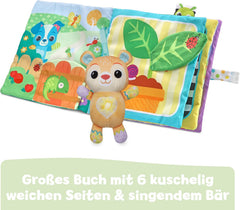 VTech Baby My big plush book - Carte de atins și pipăit/cărticică cu muzică și sunete - Carte din țesătură cu elemente în mișcare - Jucărie pentru abilități motorii și senzoriale - Pentru bebeluși și copii cu vârsta cuprinsă între 3-24 luni Jucarii Bebe Naty Shop