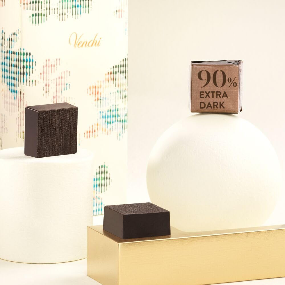 Venchi - Cuburi Extra Bitter 90%, 1 kg - Ciocolată cu Cafea - Fără Gluten - Vegană