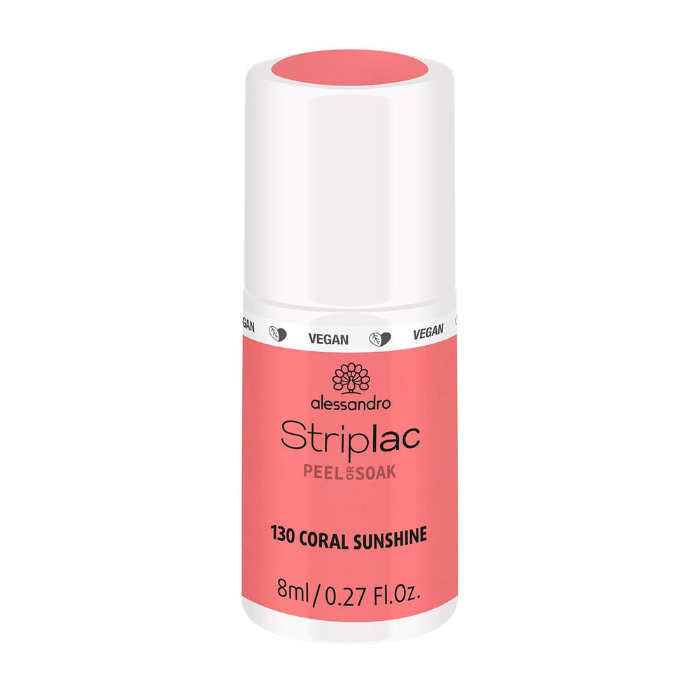 Oja UV alessandro Striplac Coral Sunshine – Delicată și de lungă durată – Îndepărtare ușoară datorită tehnologiei de îndepărtare – Vegană și cruelty-free – 8 ml
