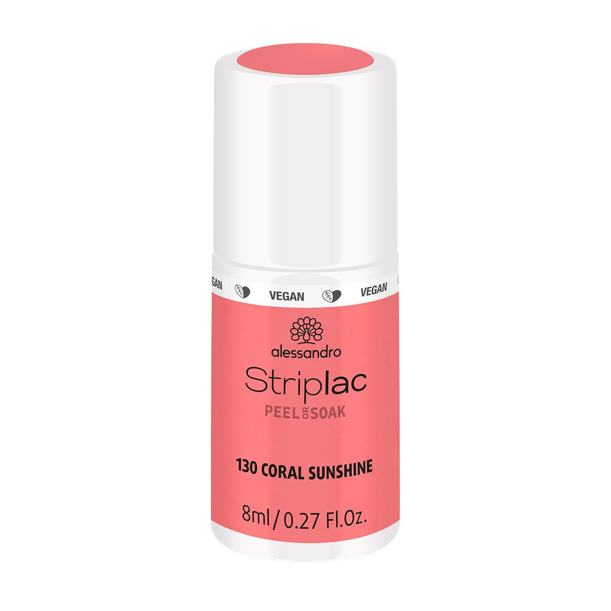 Oja UV alessandro Striplac Coral Sunshine – Delicată și de lungă durată – Îndepărtare ușoară datorită tehnologiei de îndepărtare – Vegană și cruelty-free – 8 ml