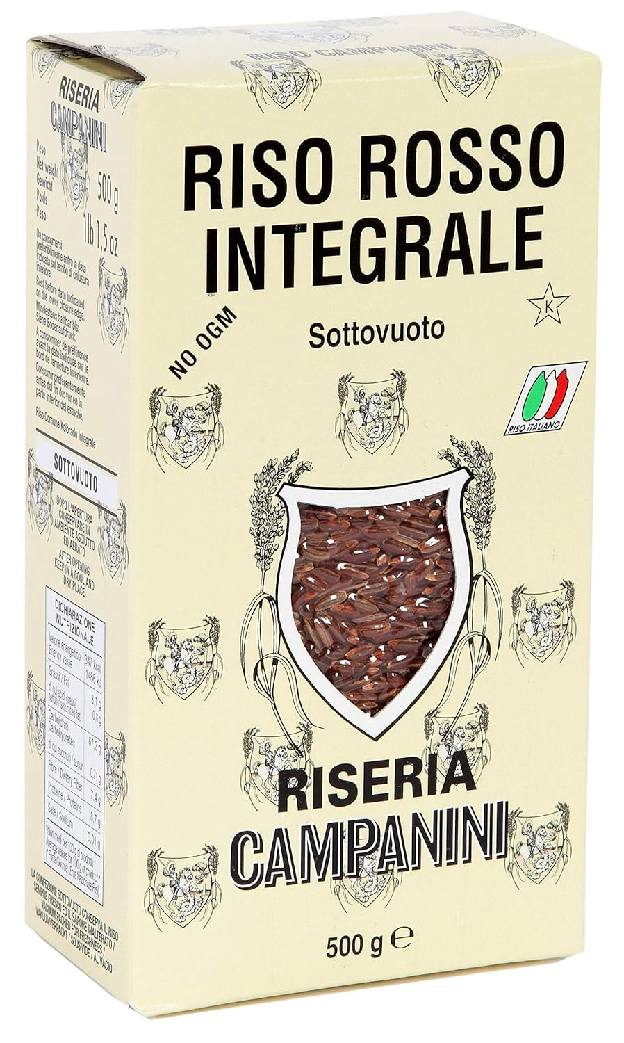 RISO ROSSO INTEGRALE Orez roșu cu cereale integrale RISERA CAMPANINI 500g din Italia