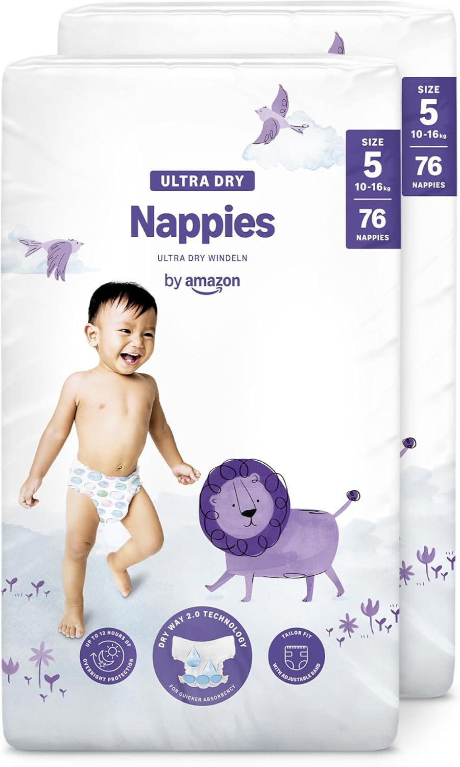 Scutece Ultra Dry de la Amazon, mărimea 1 (2-5 kg) - Cutie lunară, alb, 96 bucăți (2 pachete a câte 48) (anterior sub marca Mama Bear, produs identic)