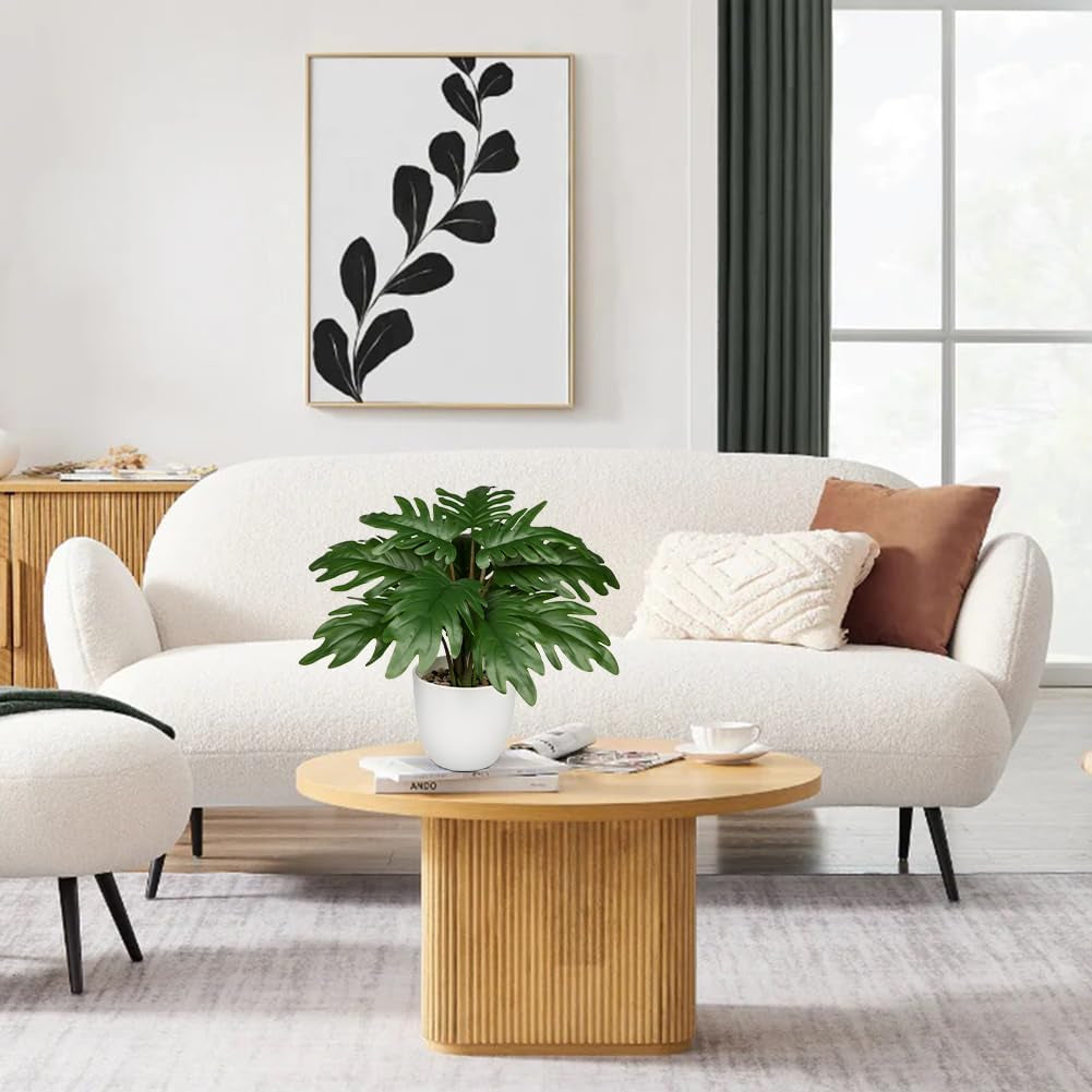 Hollyone Kunstpflanze Klein, 28 Cm Philodendron Pflanze Künstlich Mit Topf, Kunstpflanzen Wie Echt, Gefälschte Pflanze Für Badezimmer Deko Wohnzimmer Schlafzimmer Tischdeko