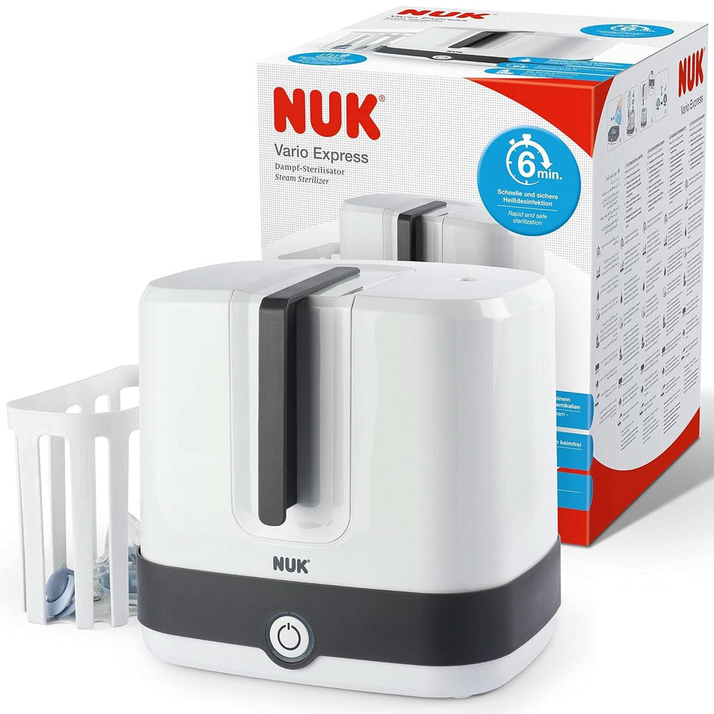 NUK Handmilchpumpen-Set, weiches Silikonkissen, 2 perfekt aufeinander abgestimmte Flaschen, 150 ml Lebensmittel- und Stillzubehör Bebe Naty Shop Flaschensterilisator