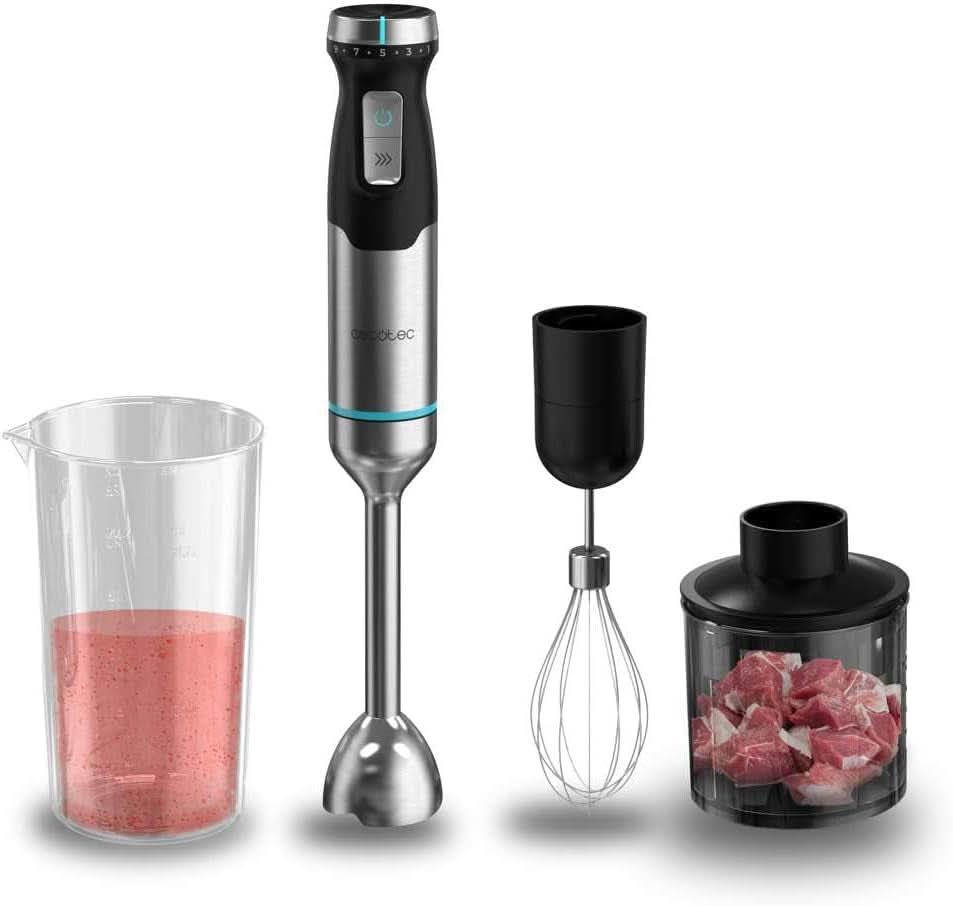 Cecotec Stabmixer Power Titanblack 1500 XL Perfectcream&Crush. 1500 W, Crossblades Technologie Mit 4-Klinge-Blättern Mit Schwarzer Titan-Beschichtung, Extralangem Fuß, Spritzschutz-Klingeneinsatz Mama si Copilul Naty Shop Edelstahl 3 Zubehörteile