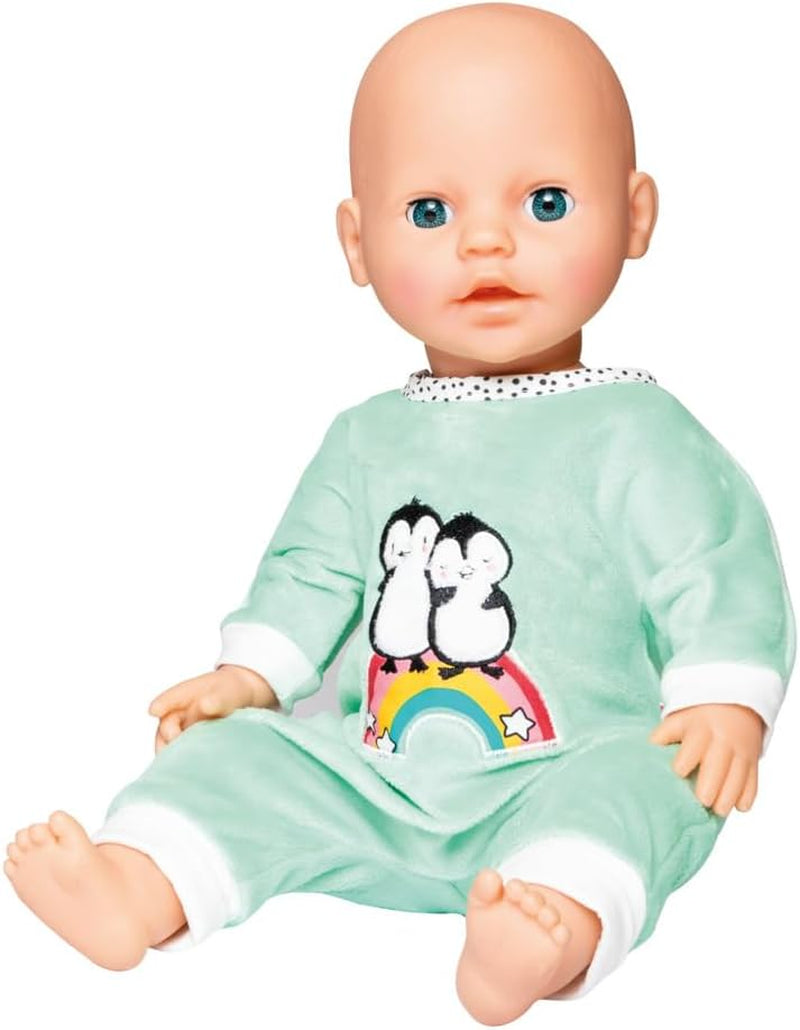 Heless 1181 - Strampler für Puppen im Pinguin Pünktchen Design, aus Softvelours mit hochwertiger Bestickung, Größe 28 - 35 cm