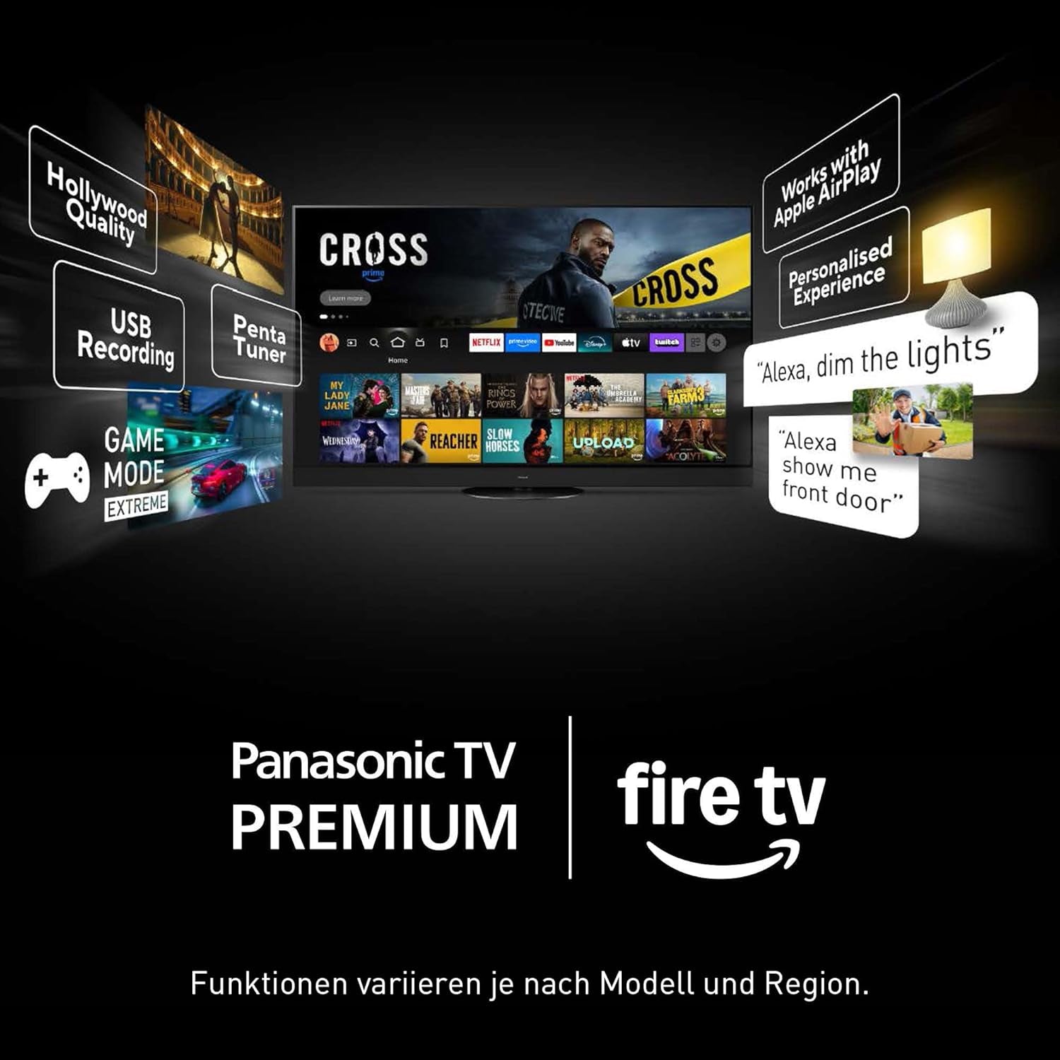 Televizor Panasonic Premium TV-48Z80BEZ, seria Z80B, 48 de inci, televizor inteligent OLED 4K Ultra HD, 2025, Fire TV, Dolby Vision și Atmos, mod de joc Extreme, asistență Alexa și Apple, Bluetooth, negru
