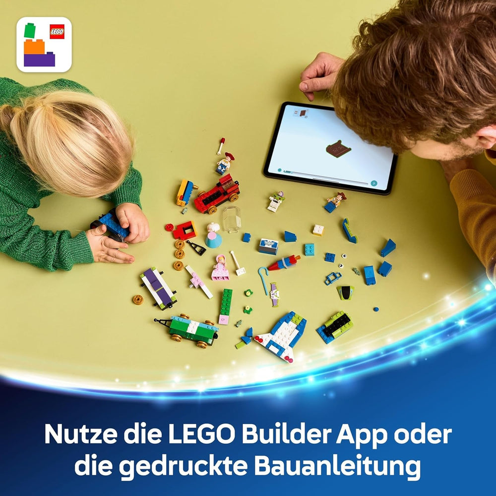 LEGO ǀ Disney and Pixar’s Partyzug und das Auto RC aus Toy Story - Mit Woody, Jessie, Porzellinchen und Buzz Lightyear Minifiguren – Kreatives Geschenk für Jungen & Mädchen ab 4 Jahren - 43264